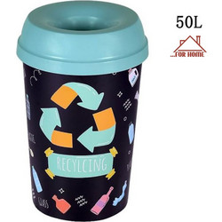 Κάδος Απορριμμάτων Πλαστικός Πολύχρωμο Recycling 50 λίτρα ForHome 8585629 - For Home