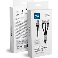 Data cable Blue Star Braided Micro USB/Lightning/Type-C to USB 2.0 1.2m Μαύρο