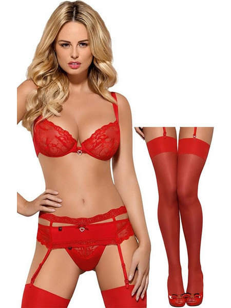 Set Εσώρουχα και κάλτσες κόκκινα BD025