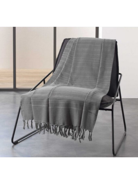 Ριχτάρι με κρόσια Σχ.Lilia grey 180X220cm 100%cotton