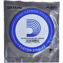D'Addario PL020 Χορδή Ηλεκτρικής / Ακουστικής Κιθάρας Plain Steel 20"