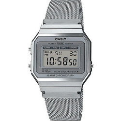 Casio Vintage Ψηφιακό Ανδρικό Ρολόι Χρονογράφος με Ασημί Μεταλλικό Μπρασελέ A700WEM-7AEF
