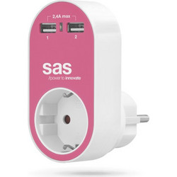 SAS ΑΝΤΑΠΤΟΡΑΣ ΦΟΡΤΙΣΗΣ ΡΟΖ 2 x USB / 2.4A 100-15-128