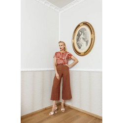 Παντελόνα Ζιπ Linen Style - Καφέ