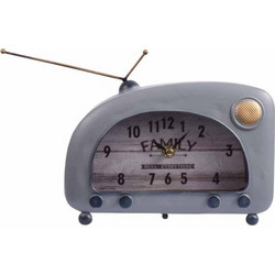 Ρολόι Επιτραπέζιο Vintage Radio Μεταλλικό Σιέλ Χρώμα 22x8x16Εκ Fylliana