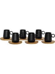 LIBERTA RIPPLE ΚΟΥΠΑ ESPRESSO SET 6ΤΜΧ 26x23x6cm ΠΟΡΣΕΛΑΝΗ ΜΑΥΡΟ ΦΥΣΙΚΟ BAMBOO