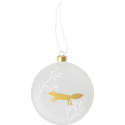 Χριστουγεννιάτικο Στολίδι Frosted Bauble Fox LBTRD0092374 10cm White-Gold Raeder
