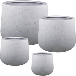 MarHome Σετ Κασπώ Στρογγυλό Fiberclay Λευκό Γρανίτης S:Φ25x22, M:Φ33x28, L:Φ43x36, XL:Φ55x44cm 4 Τεμάχια