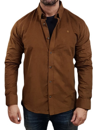 Rebase Ανδρικό Πουκάμισο Κοτλέ Μακρυμάνικο Slim Fit Rusted 242-RGS-5005