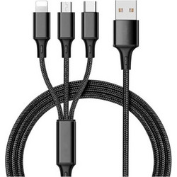 Καλώδιο Φόρτισης Και Μεταφοράς Δεδομένων Usb Earldom EC-IMC015 3 In 1 Black 1.2m 1 Τεμάχιο