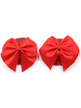 Naughty Toys Red bowknots sequin round nipple covers