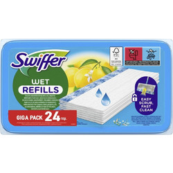 Swiffer Sweeper Υγρά Πανάκια Καθαρισμού Πατωμάτων Με Άρωμα Λεμονιού Gigapack 24τμχ