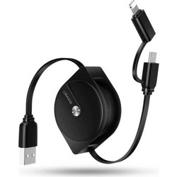 Καλώδιο USAMS U1 2 σε 1 με αναδίπλωση 1m μαύρο/μαύρο (lightning/microUSB) SJ192USB01 (US-SJ192)
