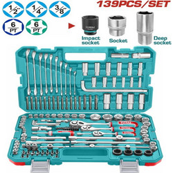 Επαγγελματική Κασετίνα Καρυδάκια 1/4"-3/8"-1/2" & Εργαλεία Χειρός 139 Τεμάχια Total (THKTHP21396)