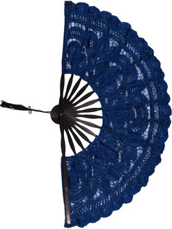Χειροποίητη βεντάλια (27cm) μπλέ Silk Fashion