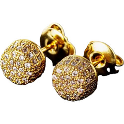 Ghetto 2024 Hip Hop Jewelry Round Stud Earrings Iced Out Gold