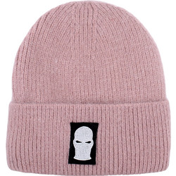 Ghetto Mask Embroidery Logo Warm Winter Beanie | Unisex Light Pink
