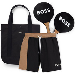 Ανδρικό Σετ Παραλίας Μαγιό Τσάντα Ρακέτες BOSS 50515735-007 Μαύρο