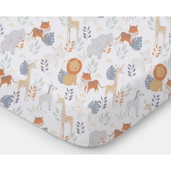 Colorstories Wild Safari Βρεφικό Σεντόνι Κούνιας με Λάστιχο 60x120 White