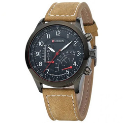 Curren Ανδρικό Ρολόι με Καφέ Δερμάτινο Λουράκι 8152 Brown