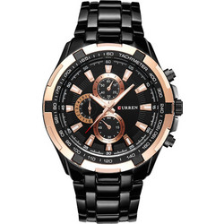 Curren 8023 Ανδρικό Ρολόι με Μαύρο Μεταλλικό Μπρασελέ Black/Gold