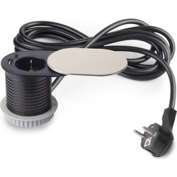ΠΡΙΖΑ ΠΑΓΚΟΥ ΜΕ ΚΑΠΑΚΙ EMUCA FLAT 60 5048965 Φ-60ΜΜ 1 ΣΟΥΚΟ & 1 USB-Α & 1 USB-C ΑΣΗΜΙ