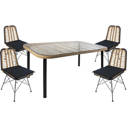 ArteLibre Ampius Σετ Τραπεζαρία Κήπου Rattan 5τμχ 14990299