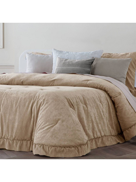 Κουβερλί + 2 μαξιλαροθήκες 100% polyester 250x270cm Joli isla arena