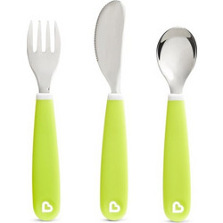Munchkin Splash Toddler Cutlery Set Εκπαιδευτικό Σετ Μαχαίρι-Πιρούνι-Κουτάλι, Πράσινο 3 Τεμάχια
