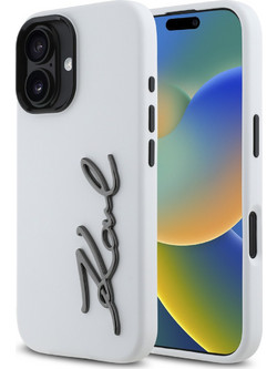 Karl Lagerfeld Signature Metal Logo Collection Back Cover White (iPhone 16)
