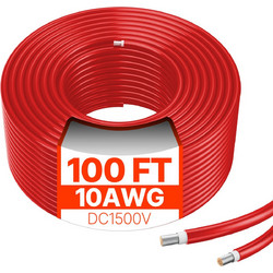Καλώδιο επέκτασης ηλιακού πάνελ VEVOR 100FT 10AWG Αδιάβροχο PV 6mm Καλώδιο Κόκκινο