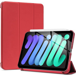 Θήκη Trifold Smart View και πίσω TPU για iPad Mini 7/6 - Κόκκινο
