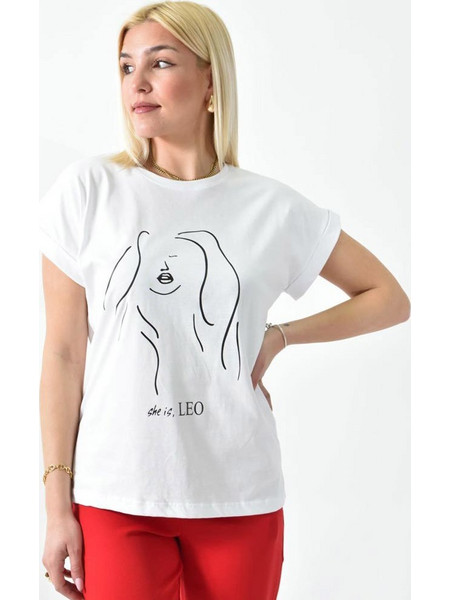 T-shirt με τύπωμα she is LEO Λευκό 26395