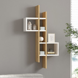 Ραφιέρα τοίχου Garel σε oak-λευκή απόχρωση 53,8x19,6x108εκ