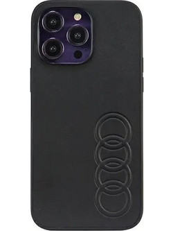 Audi Synthetic Leather iPhone 14 Pro Max 6.7 black/black hardcase AU-TPUPPCIP14PM-TT/D1-BK - (AUDI000024-0)