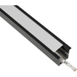ALP-LINEAR RECESSA 61786-3M Χωνευτό Προφίλ Αλουμινίου με Λευκό Γαλακτερό Πατητό Κάλυμμα για Ταινίες LED IP20 - Μαύρο Ματ - Μ300 x Π3.5 x Υ4cm