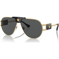Versace VE2252 1002/87 Γυναικεία Γυαλιά Ηλίου Aviator Μεταλλικά Μαύρα με Μαύρο Polarized Φακό