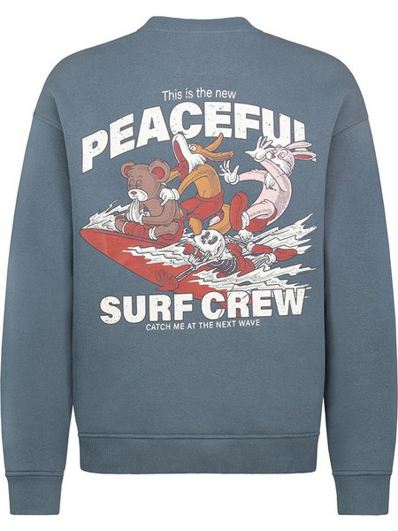Sublevel Peaceful Unisex Sweatshirt Middle Blue H10608BC21478-19300