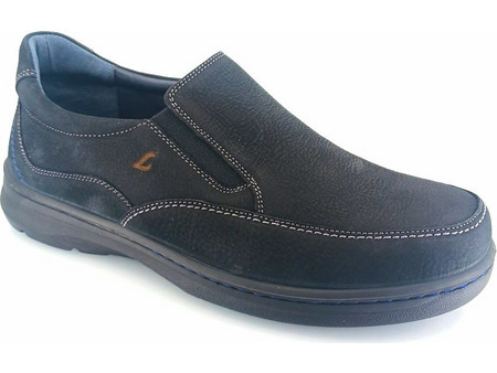 Luisetti 32400 (μαύρο δέρμα nubuck) ανδρικά slip-on