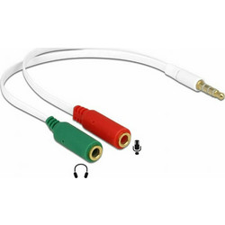 DeLock 65447 Αντάπτορας από 3.5mm 4-pin jack Αρσενικό σε 2x 3.5m 3-pin Θηλυκό Λευκό (iPhone)