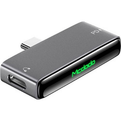 Mcdodo - Audio Adapter - Type-C to 2x Type-C, PD60W Fast charge, Hi-Res, DAC chip, Suport Call Function - Black - (CA-7670)