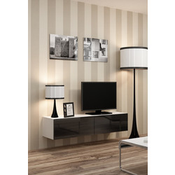 Έπιπλο Τηλεόρασης Ξύλινο Vigo White / Βlack Gloss Μ140xΠ30xΥ40cm