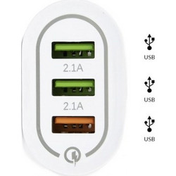 Προσαρμογέας Τοίχου USB 3 Θυρών 2.1A 5V Fast Charge 3.0