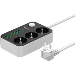 Επιτραπέζιος Φορτιστής Energizer EPB2500W01EU 2500W 10A Max με 3xΣούκο + 6xUSB-A 17W, Διακόπτη Ασφαλείας On/Off με Καλώδιο 2m Μαύρος - Energizer