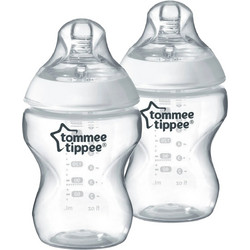 Tommee Tippee Closer To Nature Σετ Γυάλινα Μπιμπερό με Θηλή Σιλικόνης κατά των Κολικών 0m+ White 2x260ml