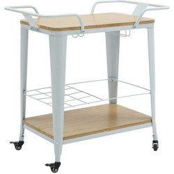 RELIX Trolley Bar-Pro Μέταλλο Βαφή Άσπρο, MDF Απόχρωση Φυσικό 86x51x86cm