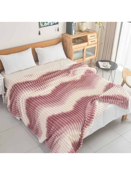 Κουβέρτα Fleece Μονή Δίχρωμη Ριγέ 160X220CM Σχέδιο 07