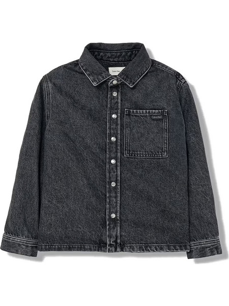 CALVIN KLEIN Boys Optic Washed Shirt - Optic Washed Black
