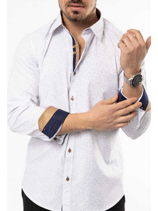 Senior Ανδρικό Πουκάμισο Βαμβακερό Μακρυμάνικο Slim Fit Λευκό 1853
