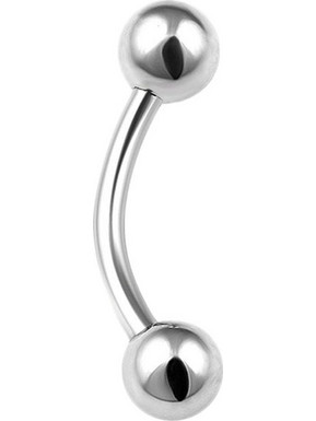 Piercing banana ασημί - curved barbell για minimal στυλ SS0150/SS0151 1,1 cm